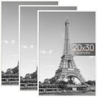 Picture Frame White 3 Pack, Scratch-Proof Poster Frames 20 x 30 for Photo Gallery - Slide-In Strips, Horizontal or Vertical Wall Mounting