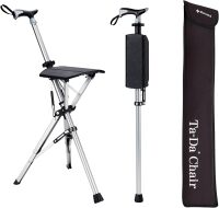 Ta-Da Chair, Portable Trekking Hiking Pole, Folding Walking Stick with Seat, Walking Cane with Chair, Foldable Chair, Lightweight Aluminum, Easy Carry and Storage, Anti-Slip