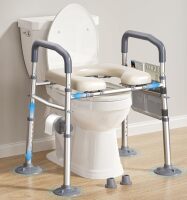 Raised Toilet Seat with Handles, Width & Height Adjustable Toilet Seat Risers for Seniors, Heavy Duty 400lbs Elevated Toilet Seat for Elderly, Pregnant, Handicap, Fit Any Toilet