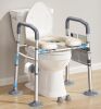 Raised Toilet Seat with Handles, Width & Height Adjustable Toilet Seat Risers for Seniors, Heavy Duty 400lbs Elevated Toilet Seat for Elderly, Pregnant, Handicap, Fit Any Toilet