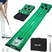 New Portable Golf Putting mat-Putting Green Indoor+Putting Green Outdoor-Putting mat with 3 Balls+Putting Green with Retractable Push Rod-Putting matt for Indoors-Golf Gifts for Men Kids