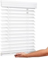 Lotus & Windoware Cordless, 2 Inch Faux Wood Blind, 34.5" Wide x 60" Long, Window Blinds, Blinds & Shades, Blinds for Indoor Windows, Embossed, Bright White