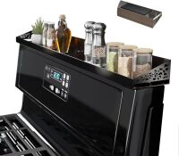 30" Magnetic Stove Top Shelf &ndash; Black Spice Rack and Seasoning Organizer &ndash; Magnetic Kitchen Shelf for Back of Stove &ndash; Over Stove Rack and Storage Organizer
