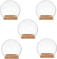 5 Pcs Glass Dome Cloche with Cork Base, 4-Inch Glass Display Dome for Preserved Flower & Snow Globe Kit, Clear Bell Jar Display Case for Candle, Collectibles & Micro Landscape