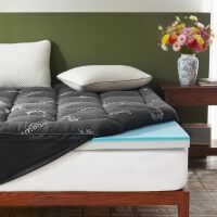 4 Inch Memory Foam Mattress Topper Queen,2-in-1 Dual Layer Design (2" Gel Memory Foam + 2" Plush Pillow Top Cover) Mattress Topper Medium-Firm,Pressure Relief & Back Pain Support