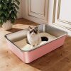 Stainless Steel Litter Box, Large Metal Cat Litter Box with High Sided for Big and Small Cats, Non-Stick, Easy to Clean, Odor-Free