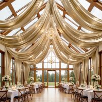 gogoparti 30x20FT Champagne Shimmer Backdrop Curtains for Weddings Parties - 6 Panels of Extra Long 5x20FT Drapes, Includes Dual Pole Pockets, Wrinkle-Free Fabric for Party, Tent Decoration