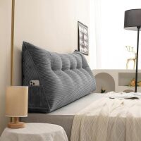 Wedge Headboard Pillow, with Removable Cover for Sitting Up, Back Support, Reading, Relaxing, Light Gray/20x8x20in