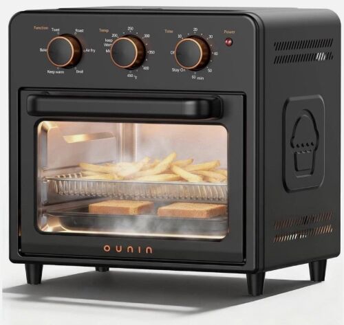 Air Fryer & Toaster Oven with Steam Infusion, 12L Compact, Countertop Friendly, Fast Preheat with Bake, Convection Bake, Grill, Broil and Warm Options, 60-Minute Timer, Stainless Steel