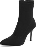 Women's Sexy Pointy Toe Stiletto Heels Ankle Boots Printed Stretchy Sock Booties