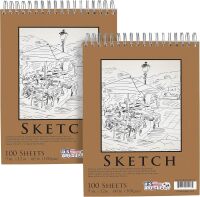 Top Spiral Bound Sketch Book, 2 Pack, 100 Sheets Each, 60lb (100gsm), Acid-Free, Artist Sketchbook, Drawing Pad for Adults & Students