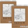 Top Spiral Bound Sketch Book, 2 Pack, 100 Sheets Each, 60lb (100gsm), Acid-Free, Artist Sketchbook, Drawing Pad for Adults & Students