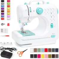 Compact Sewing Machine, 42-Piece Beginners Kit, Multifunctional Portable 6V Beginner Sewing Machine w/ 12 Stitch Patterns, Light, Foot Pedal, Storage Drawer