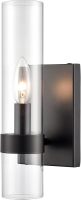 Modern Farmhouse Glass Cylinder Wall Sconce 1-Light Black Bathroom Vanity Lights Fixture