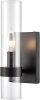 Modern Farmhouse Glass Cylinder Wall Sconce 1-Light Black Bathroom Vanity Lights Fixture