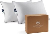 Pacific Coast Bed Pillow, Luxury Hotel Goose Feather and Down Firm Pillow, 2 Pack