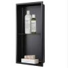 AKDY 12 in. W x 24 in. H x 4 in. D 18-Gauge Stainless Steel Double Shelf Bathroom Shower Wall Niche in Matte Black