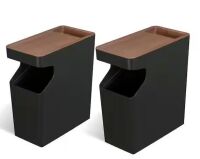 Home Zone Living 1.7 Gal. Plastic Small Trash Can with Handle and Removable Lid (2-Pack)
