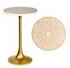JONATHAN Y Nysha 25 in. Modern Bohemian Metal/Resin Inlay Top End Table, Beige/White