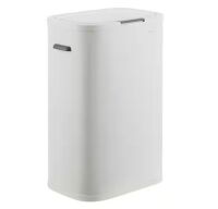 happimess Tammi Kitchen 14.5-Gal. Slim Metal Push Button Trash Can, Cotton White