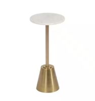 Kate and Laurel Tira 10.00 in. Gold Round Natural Stone End Table
