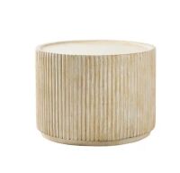 CHRISTOPHER KNIGHT HOME Sibley Brown Round Wood Fluted Outdoor Coffee Table, Natural - Small Blemish