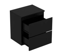Lot of (2) FUFU&GAGA Black 2-Drawer Wood Grain Nightstands 18.9 in. H x 15.7 in. W x 11.6 in. D