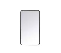 Timeless Home 20 in. W x 36 in. H x Modern Soft Corner Metal Rectangle Black Mirror