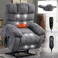 Boyel Living Gray Chenille Fabric Power Recliner Chair Electric Lift Recliner Chairs with Storage Pocket
