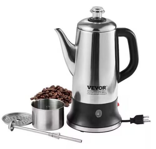 VEVOR 12-Cup Electric Percolator Coffee Pot with Keep Warm Function