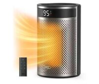 DREO 1500-Watt 9.84 in. Portable Ceramic Electric Convection Space Heater,3-Heat Levels,Thermostat,Remote,12H Timer in Silver