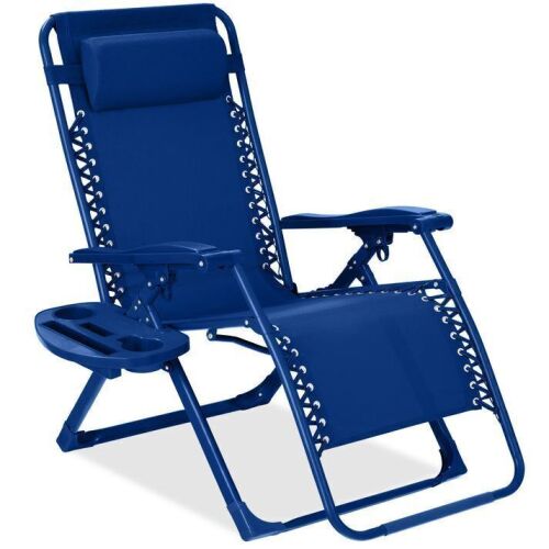 Monochromatic Zero Gravity Patio Chair Recliner w/ Side Tray, Headrest