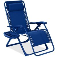 Monochromatic Zero Gravity Patio Chair Recliner w/ Side Tray, Headrest