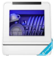 16.5 in. LED Touch Control Countertop Dishwasher in White with 3-Cycles 40 dBA, Portable, 6-Modes