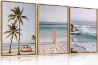 Beach Seascape Framed Canvas Wall Art, 24" x 36" x 3