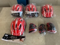 Lot of (4) New Children's Helmet and Pad Sets