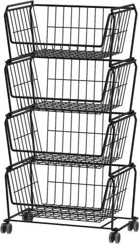 PUSDON Stackable Metal Storage Carts, 4 Tiers