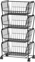 PUSDON Stackable Metal Storage Carts, 4 Tiers