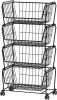 PUSDON Stackable Metal Storage Carts, 4 Tiers