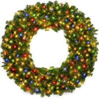 30" Pre-Lit Artificial Fir Christmas Wreath w/ Multicolor LED Lights, PVC Tips