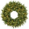 30" Pre-Lit Cedar Cypress Christmas Realistic Wreath w/ Twinkling LEDs