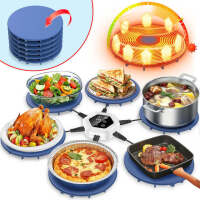 Food Warming Mat,6-in-1 Silicone Warming Mat for Food-Fast Heating Electric Warming Tray with 3 Timer & Temp Settings,Portable Food Warmer for Parties Buffet,Raised Feet Protects Table