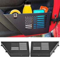 Metal Storage Boxes Compatible with 2007-2018 Jeep Wrangler JK JKU 2/4 Door, 2 Pack Front Door Side Insert Organizer Pockets for Jeep Saggy Net Replacement