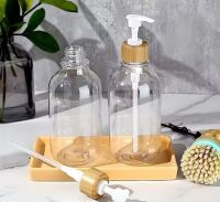 Clear Soap Dispenser, 2 Pack Bathroom Hand Soap and Lotion Dispenser Set with Pump, 16oz Plastic Hand and Dish Soap Dispensers Set for Kitchen, Refillable Liquid Soap Bottles