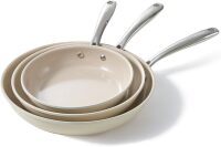 Nonstick Frying Pans Set, Ceramic Pan Skillet, Non Toxic Pans for Cooking, 8" 9.5" 11" Ceramic Frying Pan Set PFAS & PTFE & PFOA Free with Stay Cool Handle, Dishwasher & Oven Safe