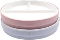 Kids 6.7&rdquo; Porcelain Divided Plates with Silicone Sleeves | Suitable for Babies/Kids/Toddlers | Microwave & Dishwasher Safe | Non Slip | Snack Dishes