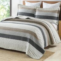100% Cotton Quilt Set King Size, Patchwork King Quilt Bedding Set Bedspreads, Farmhouse Lightweight Comforter Reversible Quilt, Bed Spread for All Season, 3 Pieces