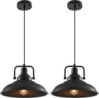 Black Pendant Light 12.5 inches 3 Packs, Farmhouse Pendant Light, Modern Pendant Lights, Kitchen Pendant Lights, Pendant Lights Kitchen Island for Dinning Room Entryway Barn