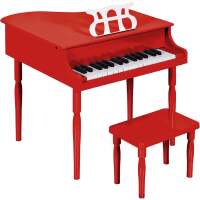 Kids Mini Wooden Grand Piano w/ Lid, Bench, Music Rack, Song Book, Stickers