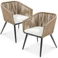 Set of 2 Outdoor Woven Wicker Patio Dining Chairs, 250lb Capacity